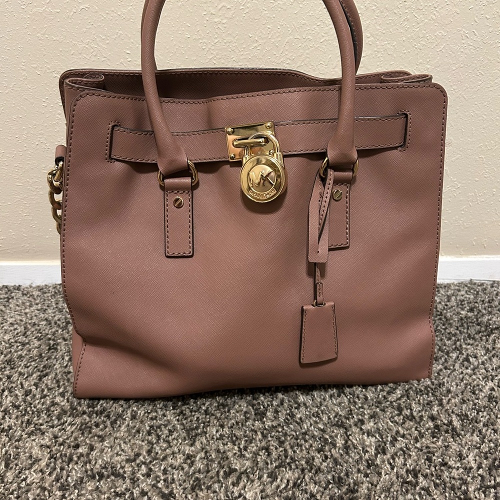 MICHAEL Michael Kors Mauve Satchel with Gold Hardware